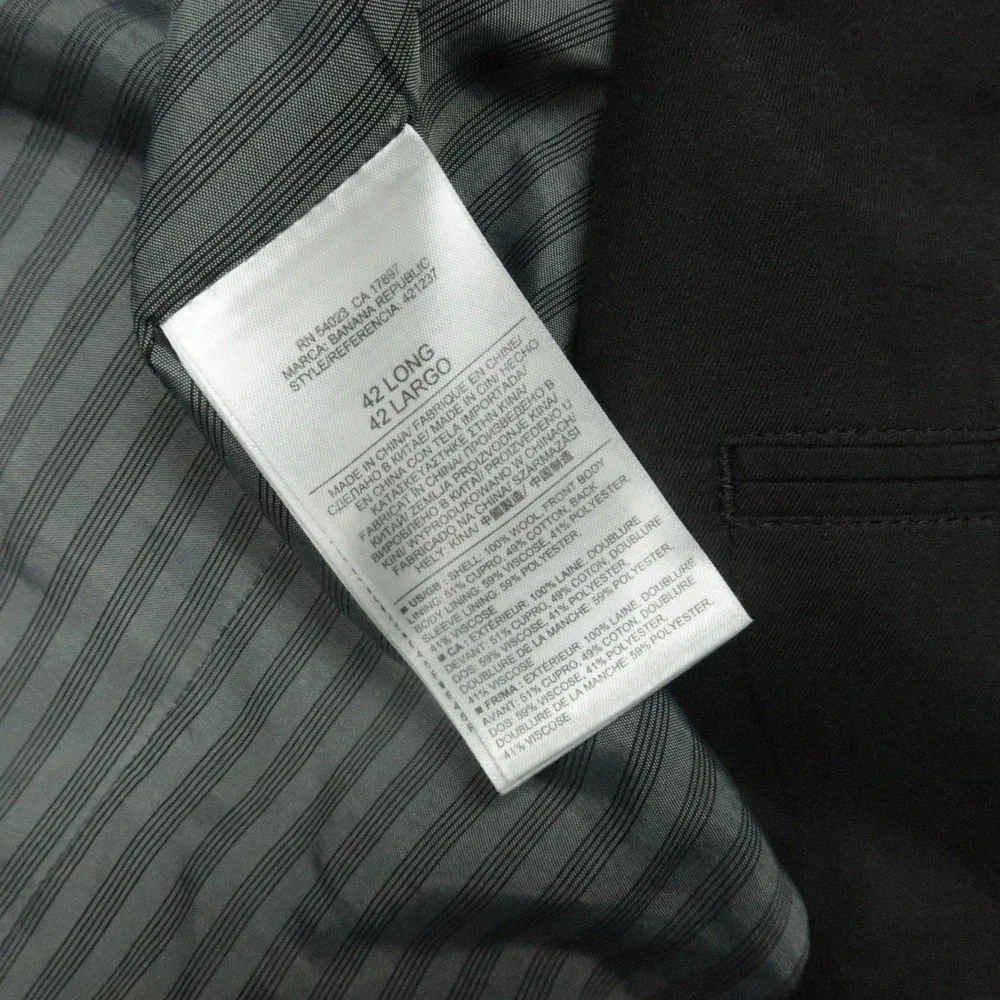 Banana Republic‎ Blazer Mens Black 42L Marzotto Wool Sport Coat Jacket
